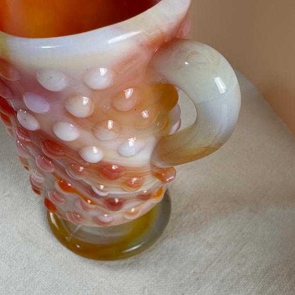 Vintage Kanawha Glass small Pitcher, Orange Hobnail glass - Picture 11 of 12